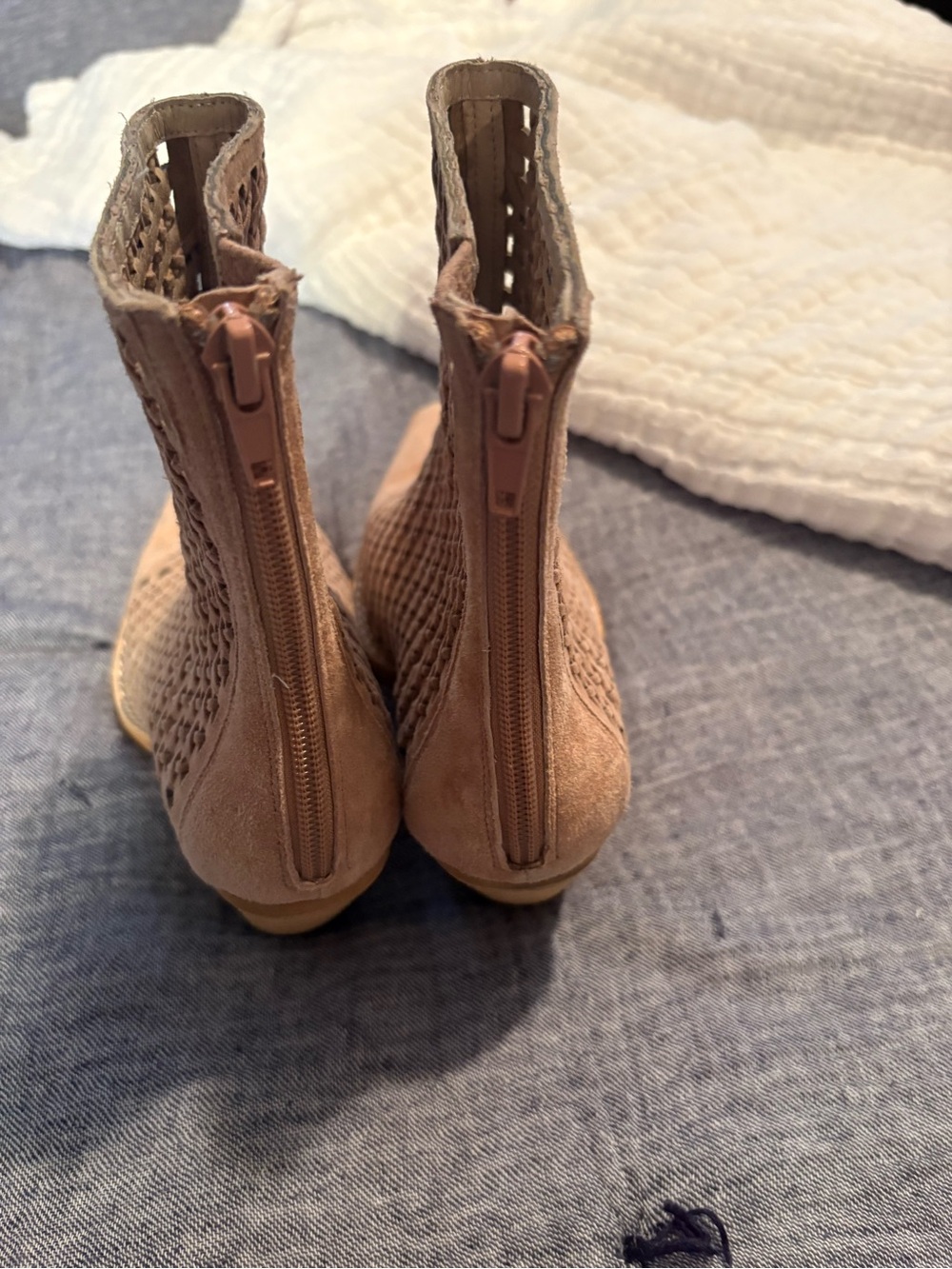 Jeffrey Campbell Taupe Suede Laser-Cut Ankle Boots - Picture 5 of 9